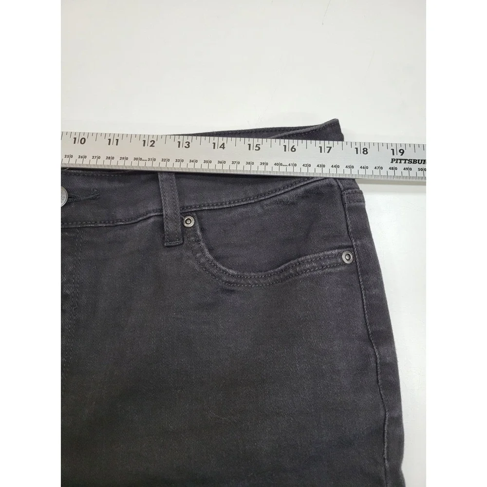 St. John's Bay Straight Leg Jeans Women's Size 16 Black Stretch Mid Rise...